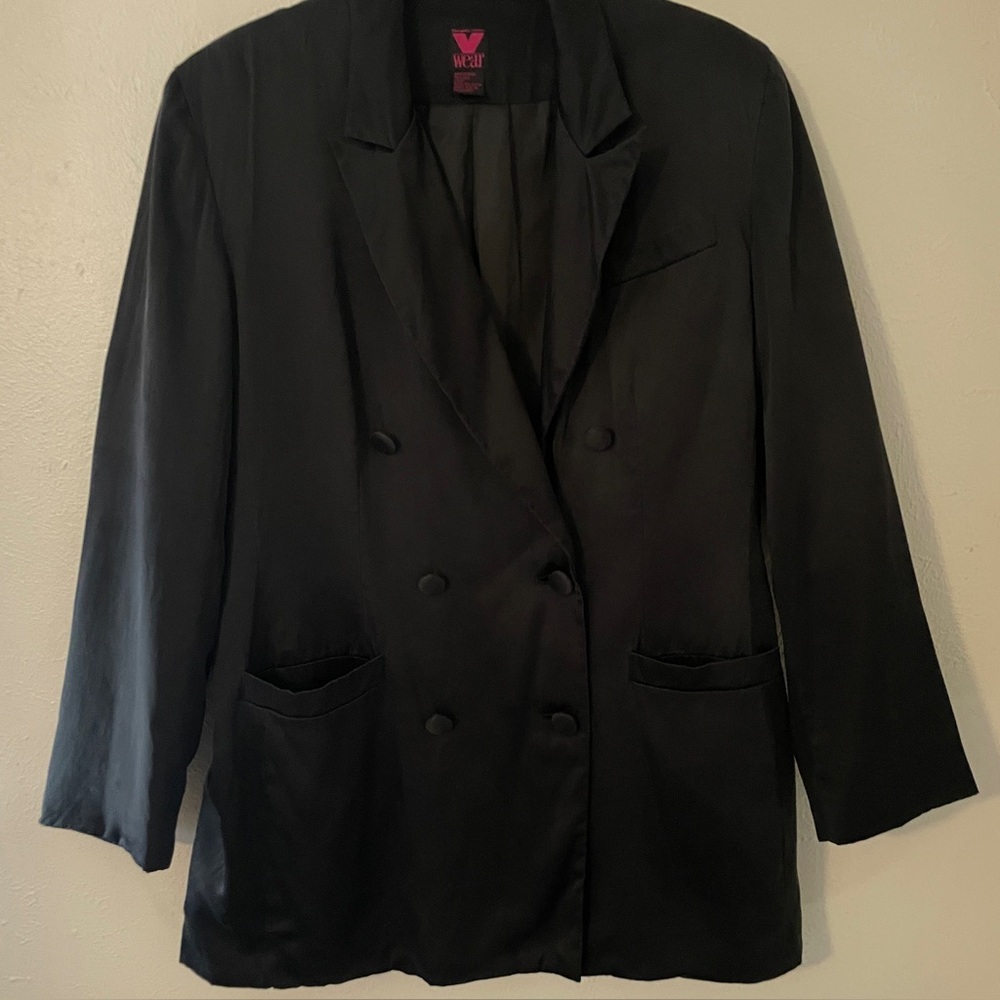 Vintage Virginia Slims Silk Double Breasted Blazer Black XL
